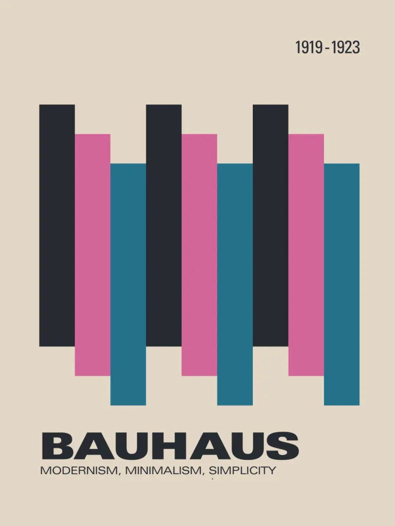 Buntes geometrisches Bauhaus Modernismus Ausstellungsplakat Poster von THE MOTIVATED TYPE