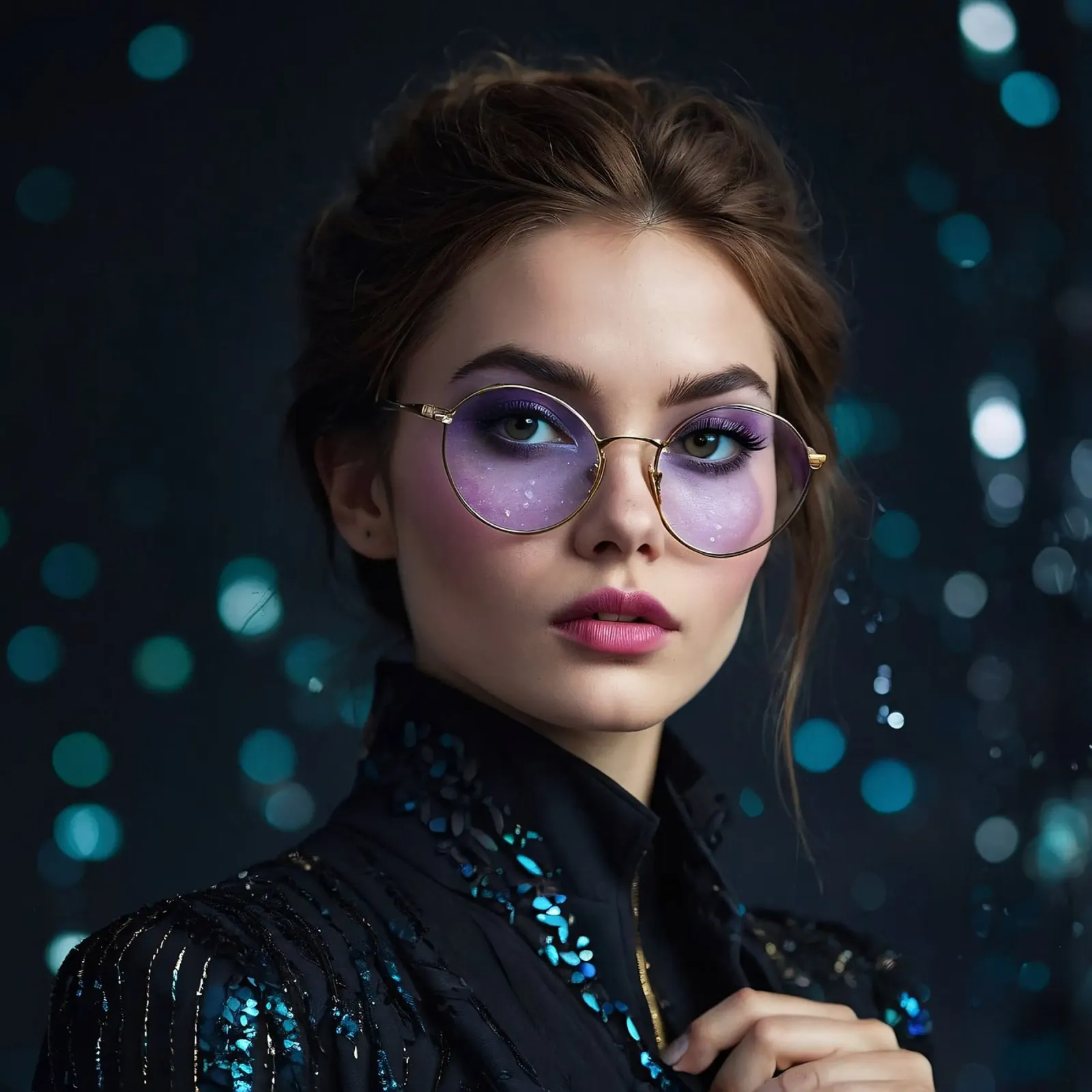 Model showt stijlvolle bril met fascinerende make-up hahnemühle van DesignDoodle