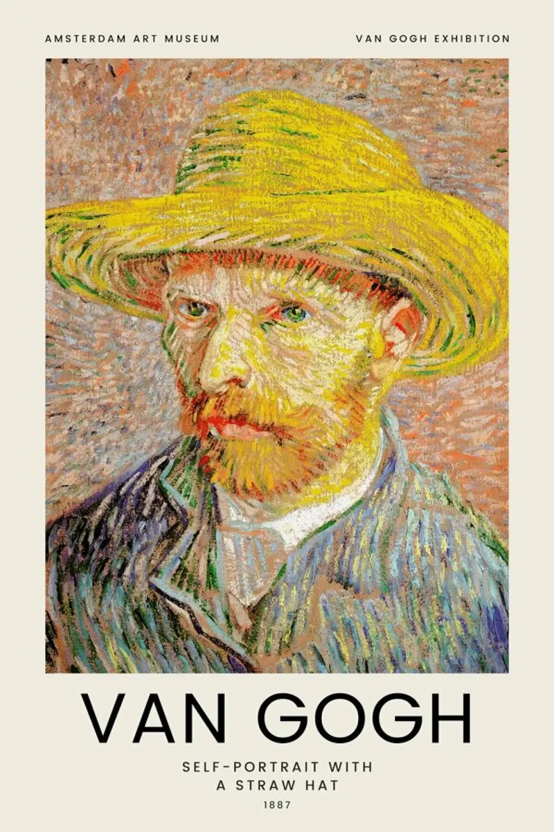van Gogh - Self-Portrait with a Straw Hat pellicola backlit da Vintage by JUNIQE