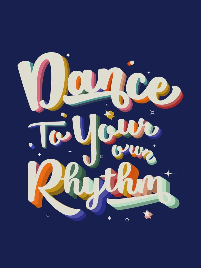 Tanze zu deinem eigenen Rhythmus Retro Bright Text Hahnemühle von showmemars