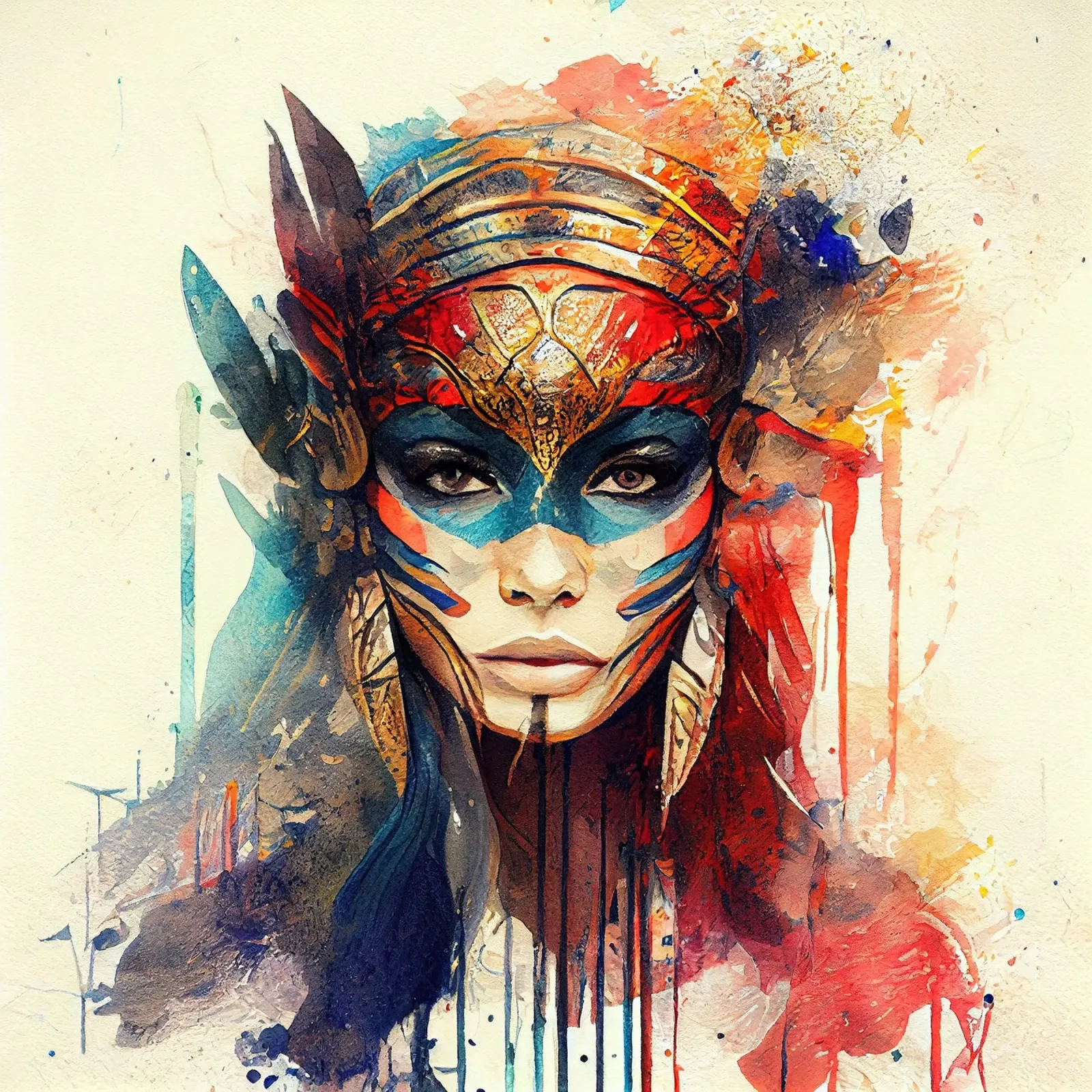 Poderosa mujer guerrera hahnemühle de Chromatic Fusion Studio