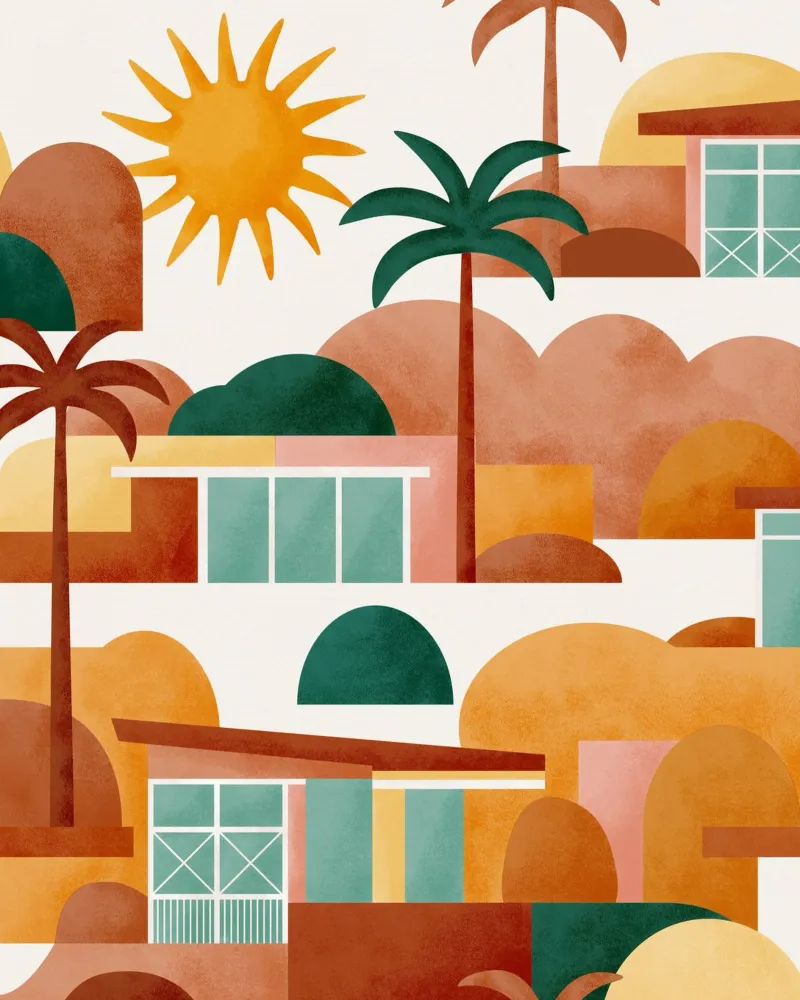 Palm Springs Dreaming Sunburn canvas met Baklijst van designdn