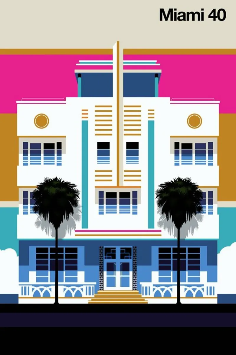 Miami 40 poster con telaio in alluminio da Bo Lundberg