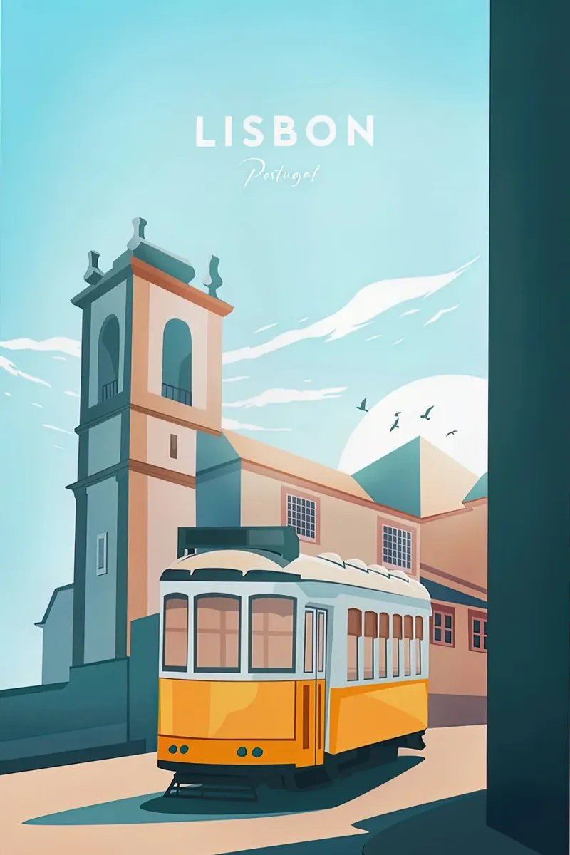 Kunst in Lissabon canvas met Baklijst van Liliestudio