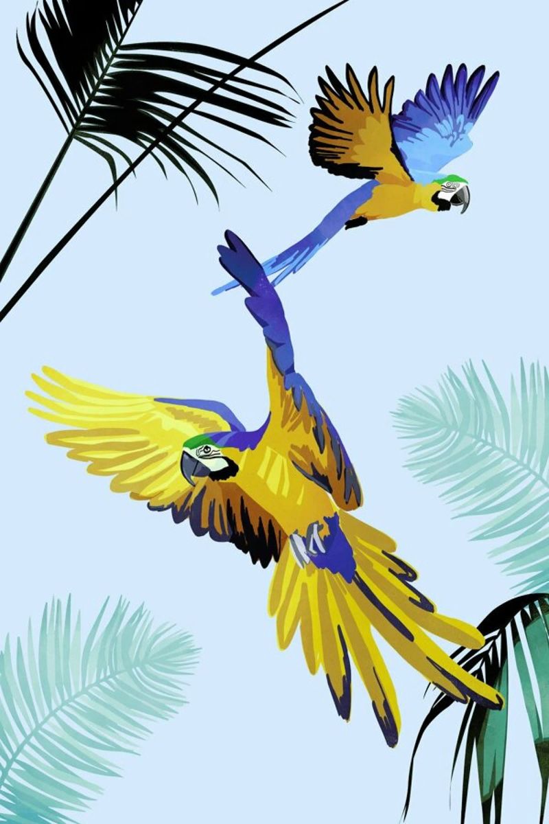 Flying Parrots poster de Goed Blauw