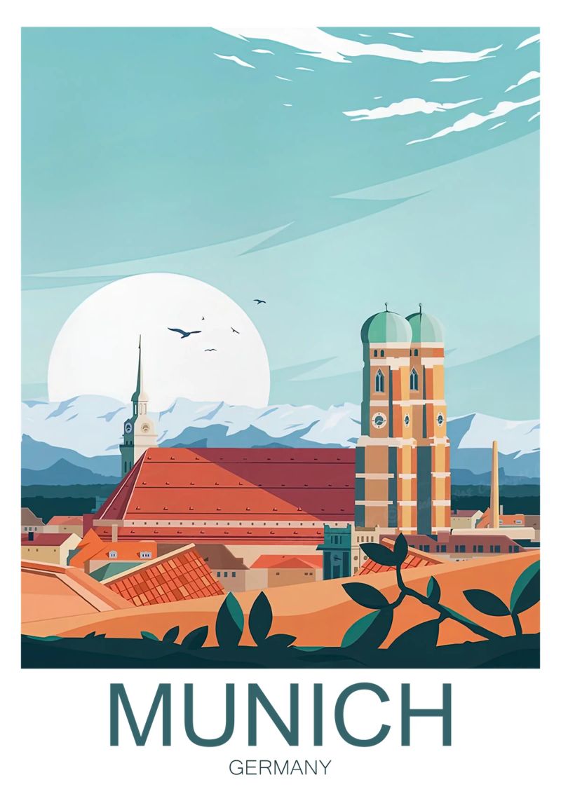 München Reiseprint - Deutschland Poster von Liliestudio
