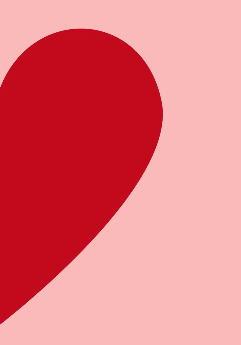 Minimalistische liefdesprint "Half Heart" - Modern & Zoet canvas van ClubArt