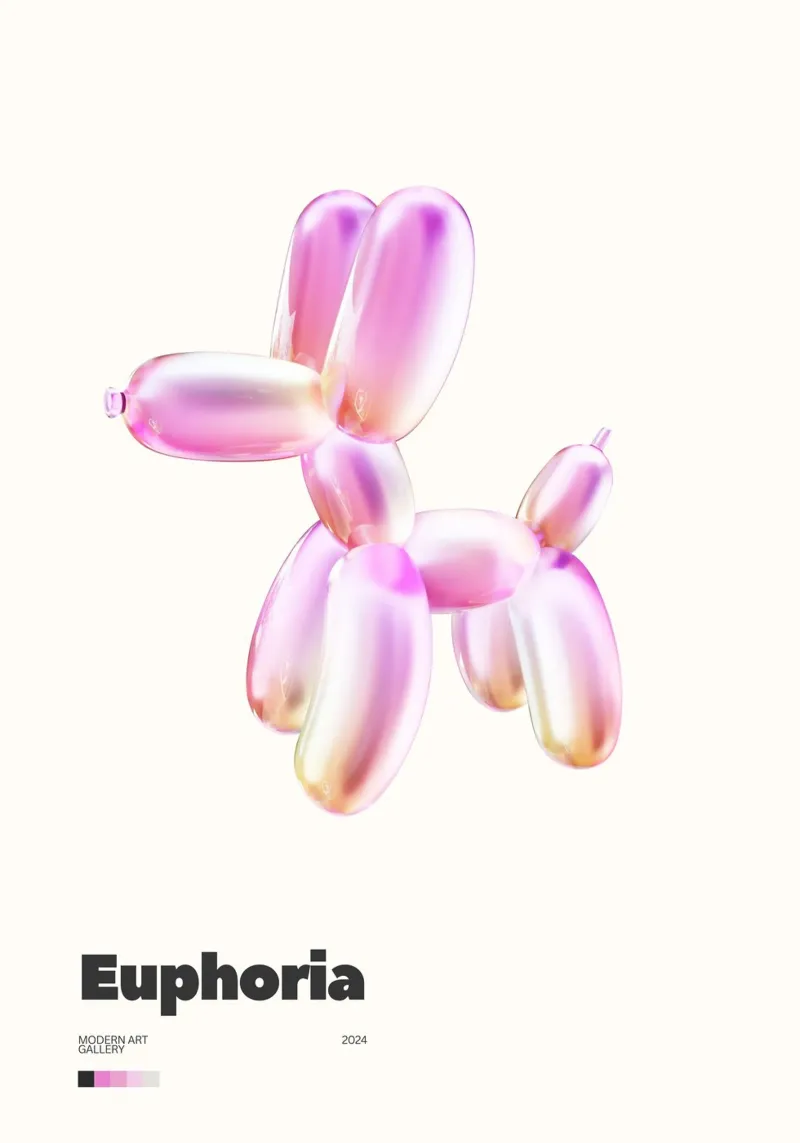 Stampa artistica "Euphoria" Balloon Dog - Pop Art & Modern pellicola backlit da ClubArt