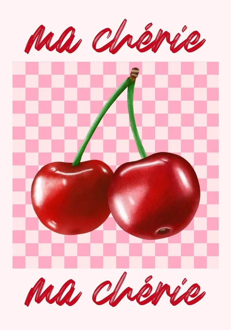 "Ma Chérie" Kersen Kunstdruk - Retro & Zoet canvas van ClubArt