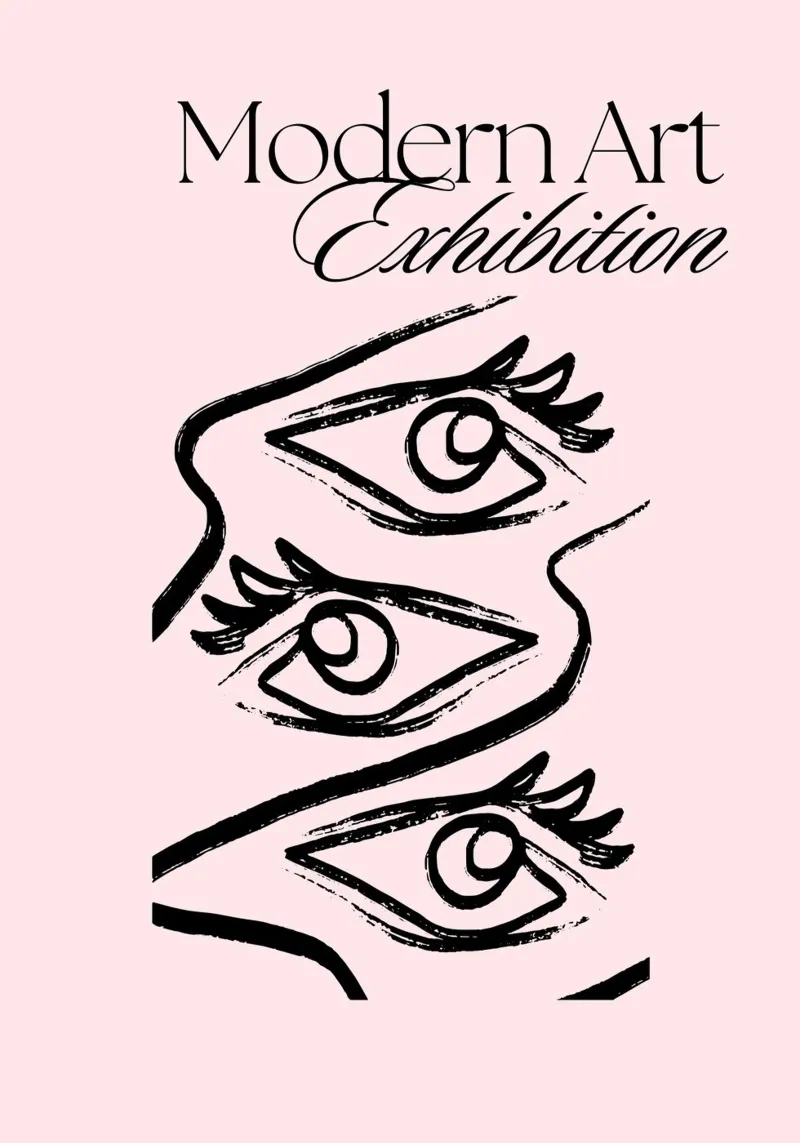 "Modern Art Exhibition" Abstract Eyes Print - Pink & Bold canvas by ClubArt