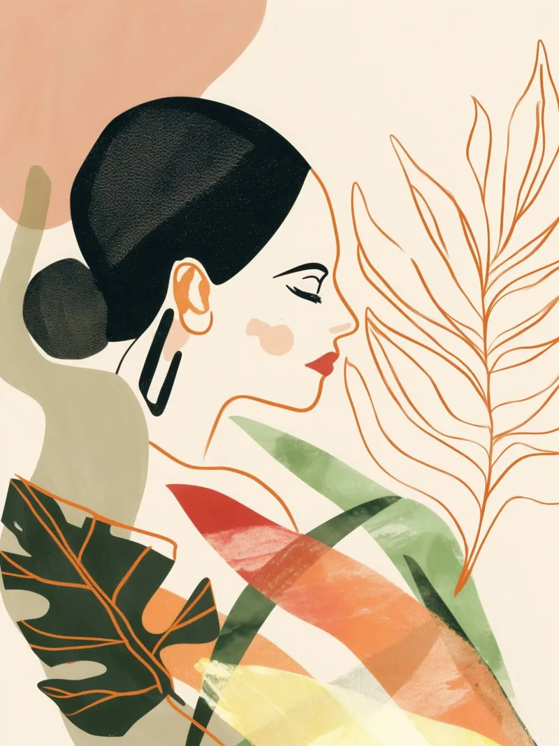 Delicate portrait of a woman | Botanical Design canvas by Autofocus