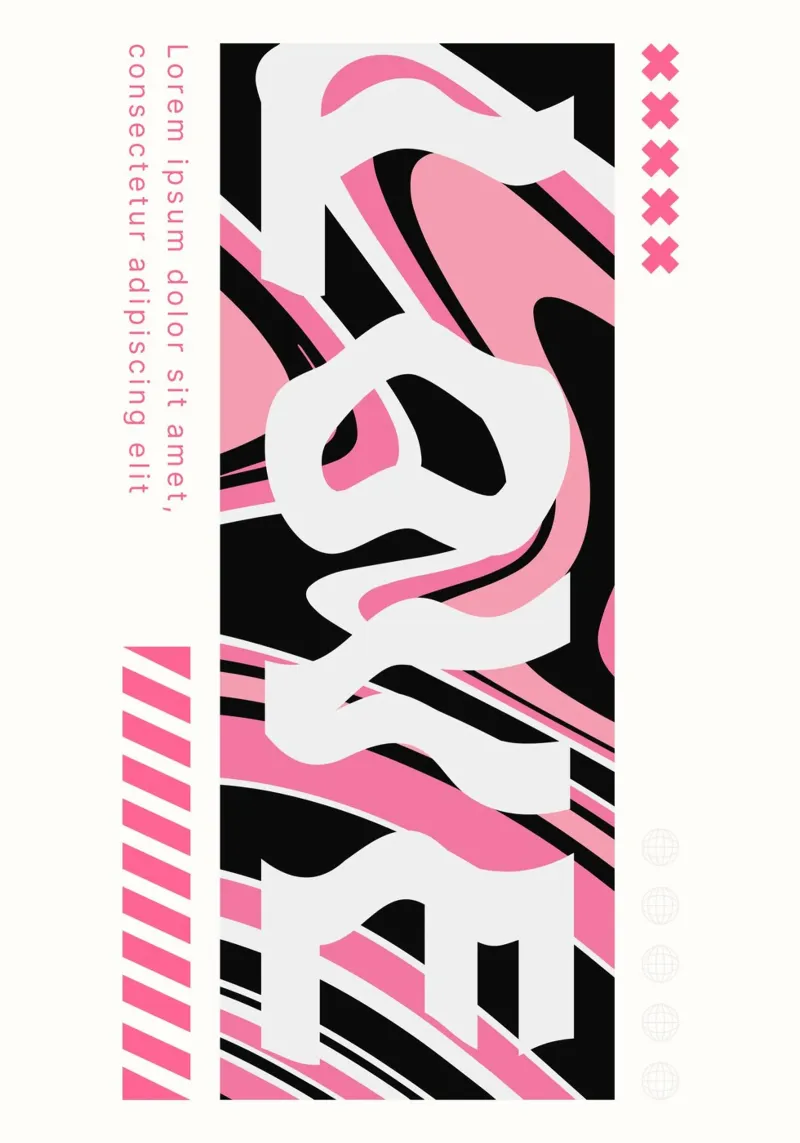 "LOVE" Abstract Typography Art - Pink & Modern Grunge Leinwand mit Schattenfugenrahmen von ClubArt