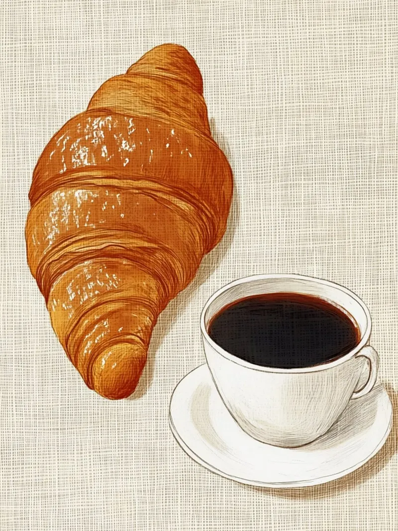 Caffè e croissant pellicola backlit da Curious Canvas