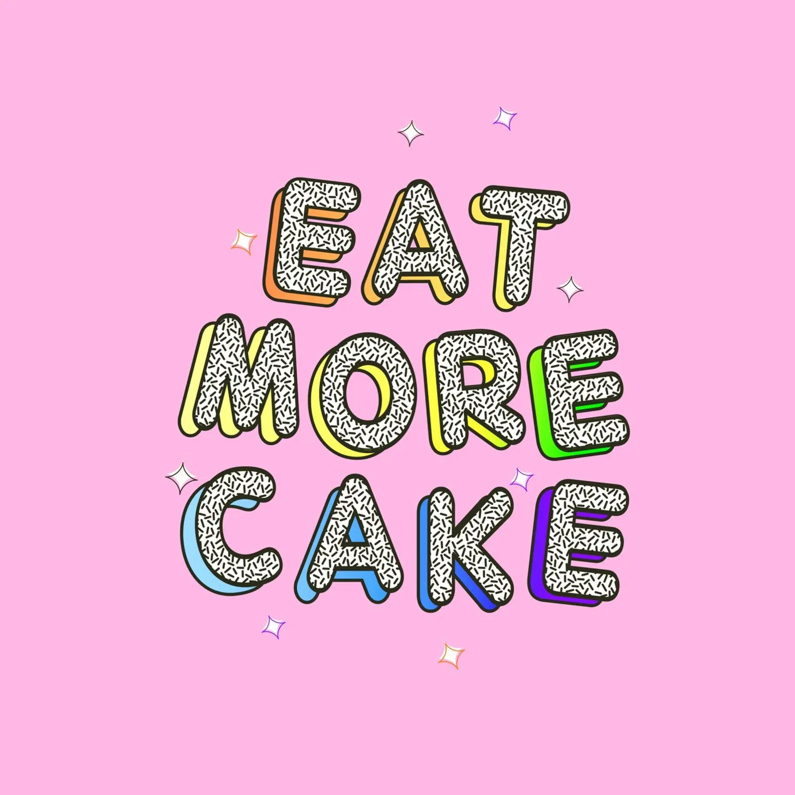 Eat More Cake – Bold Retro Typography Print canvas with Floater frame by showmemars