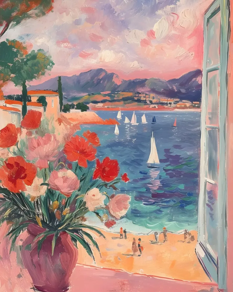 Impressionistische Riviera View - Kustlandschap, Franse charme poster van ClubArt