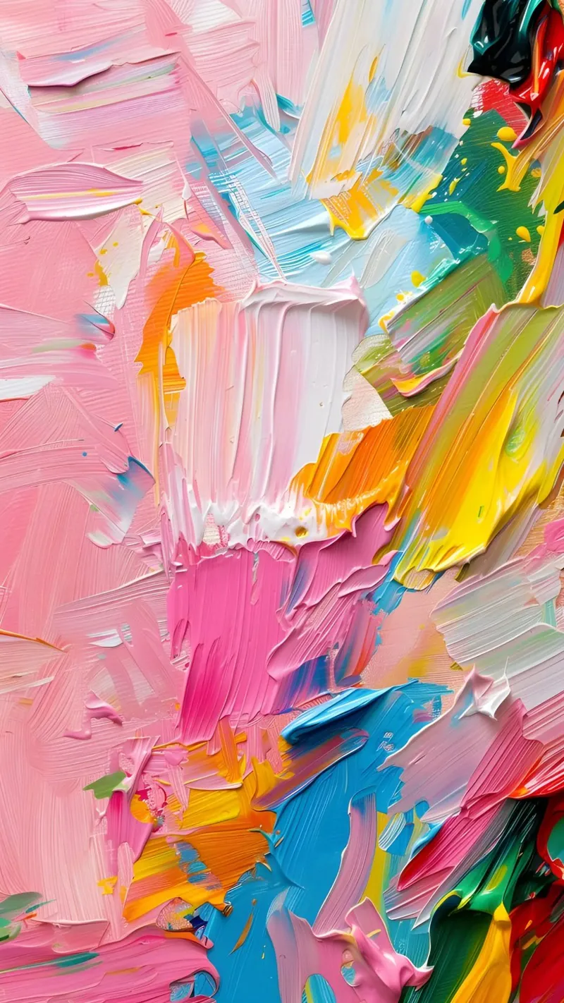 Levendige Abstracte Impasto Kunstdruk - Modern Structuur Roze canvas van ClubArt