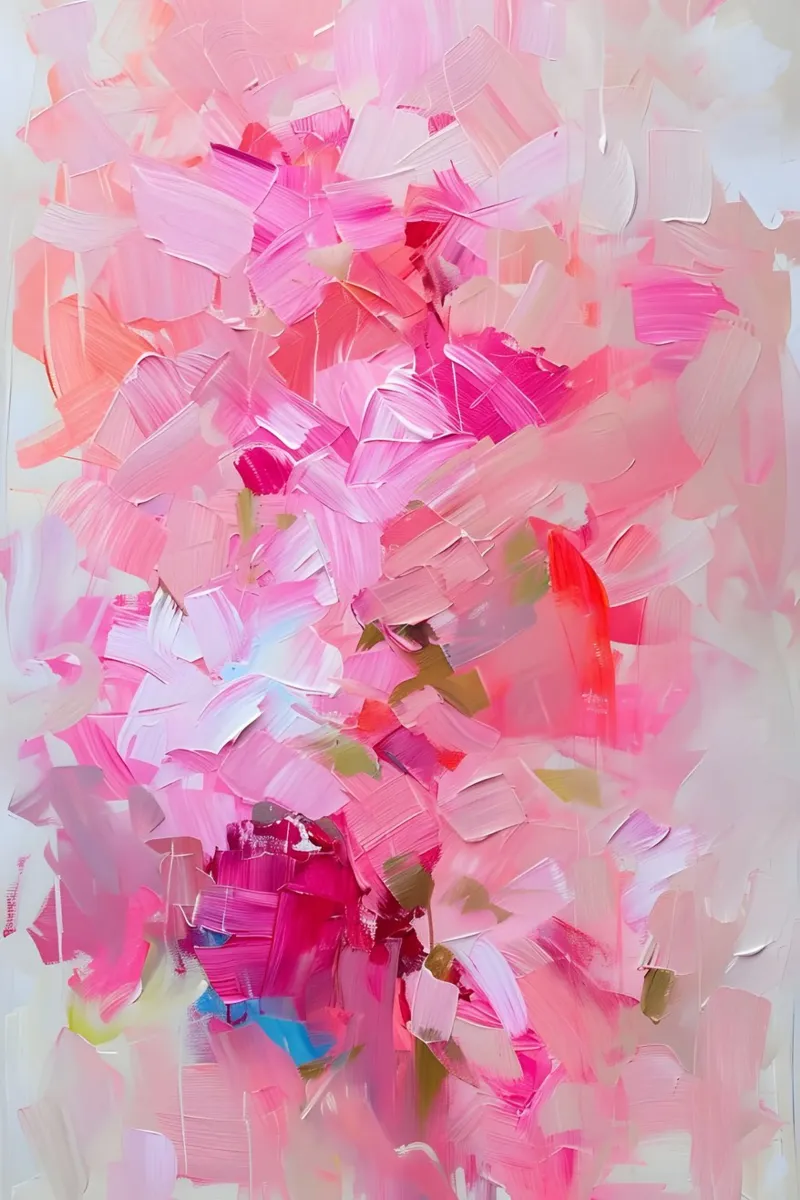 Pink Floral Abstract Impasto Art Print - Modern Bloom alu-dibond by ClubArt