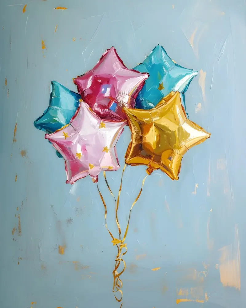 Ster ballon cluster kunstdruk - Celebration Vibes canvas van ClubArt
