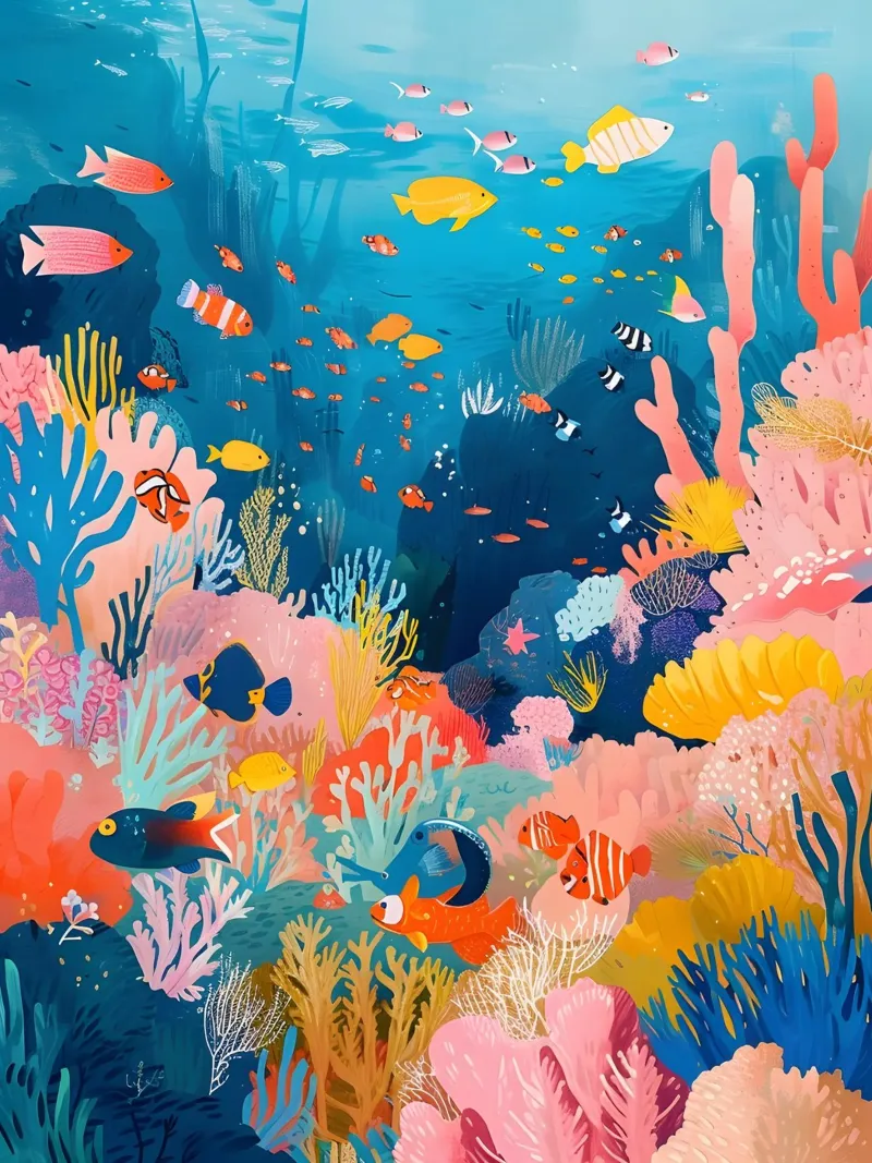 Vibrant Coral Reef Underwater Art - Tropical Fish Pop acrylic glass by ClubArt