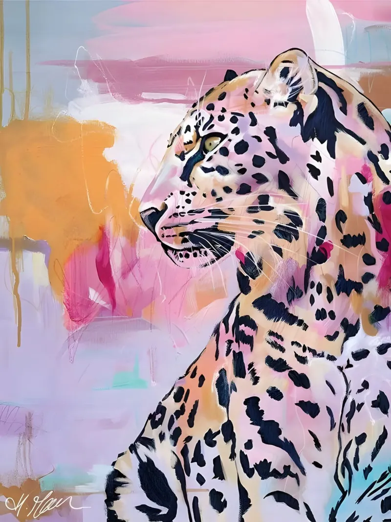 Leopardo colorato - Stampa pop art astratta della fauna selvatica pellicola backlit da ClubArt