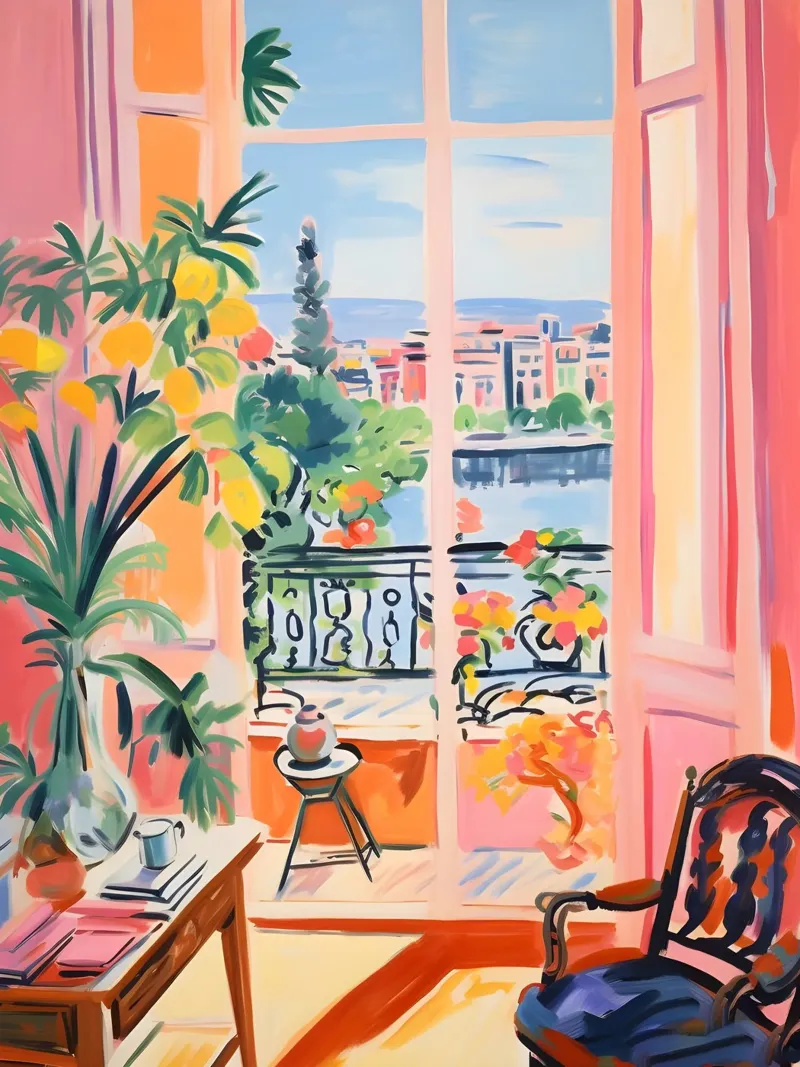 Vue d'un balcon français - Art intérieur fauviste vibrant hahnemühle de ClubArt