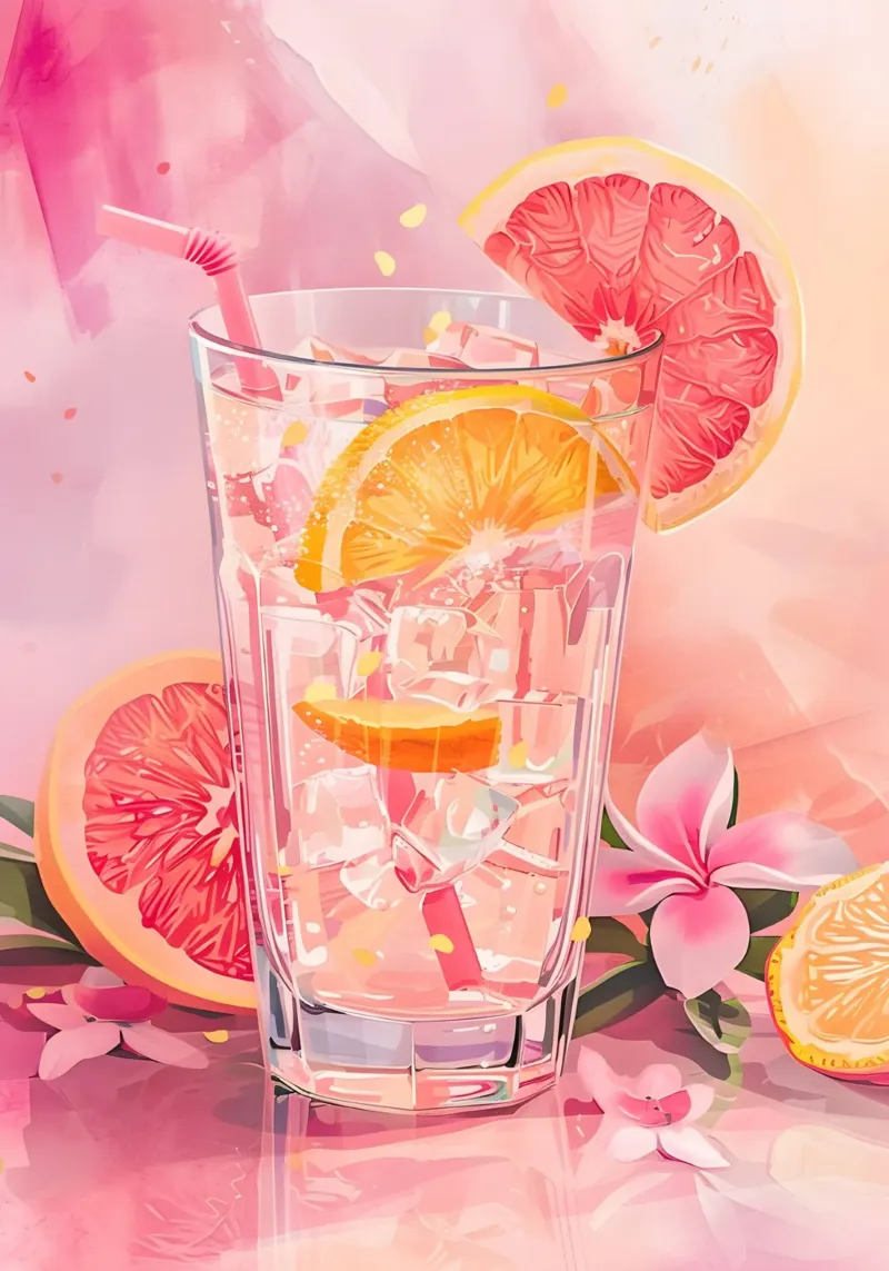 Pink Lemonade Bliss - Erfrischendes Zitrusgetränk Kunst Poster von ClubArt