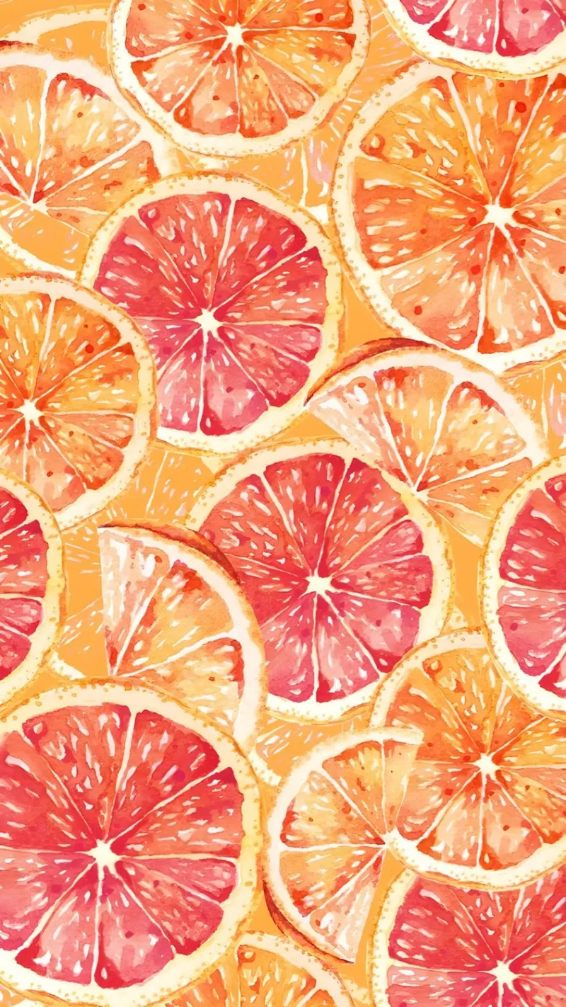 Citrus Slices Pattern - Vibrant Orange & Grapefruit Art hahnemühle van ClubArt