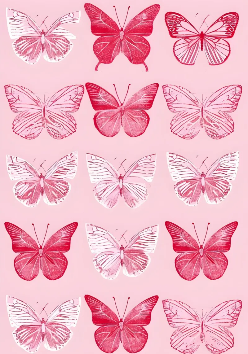 Elegant Butterflies - Pink Pattern Minimalist Art Print hahnemühle by ClubArt
