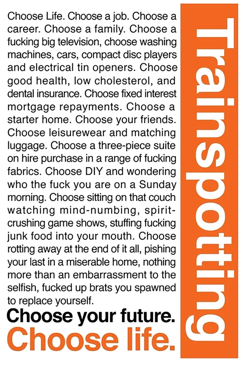 Trainspotting poster con telaio in legno da Attaboy Dsgn