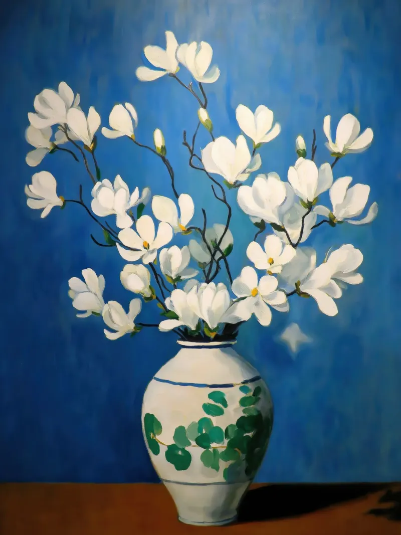 Magnolie su vaso poster con telaio in plastica da Imagine