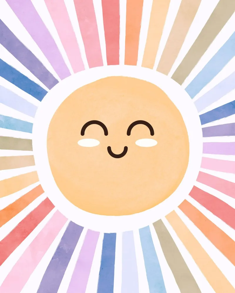 Stampa del sole, poster del sole felice, arte vibrante del sole poster da ABC Prints