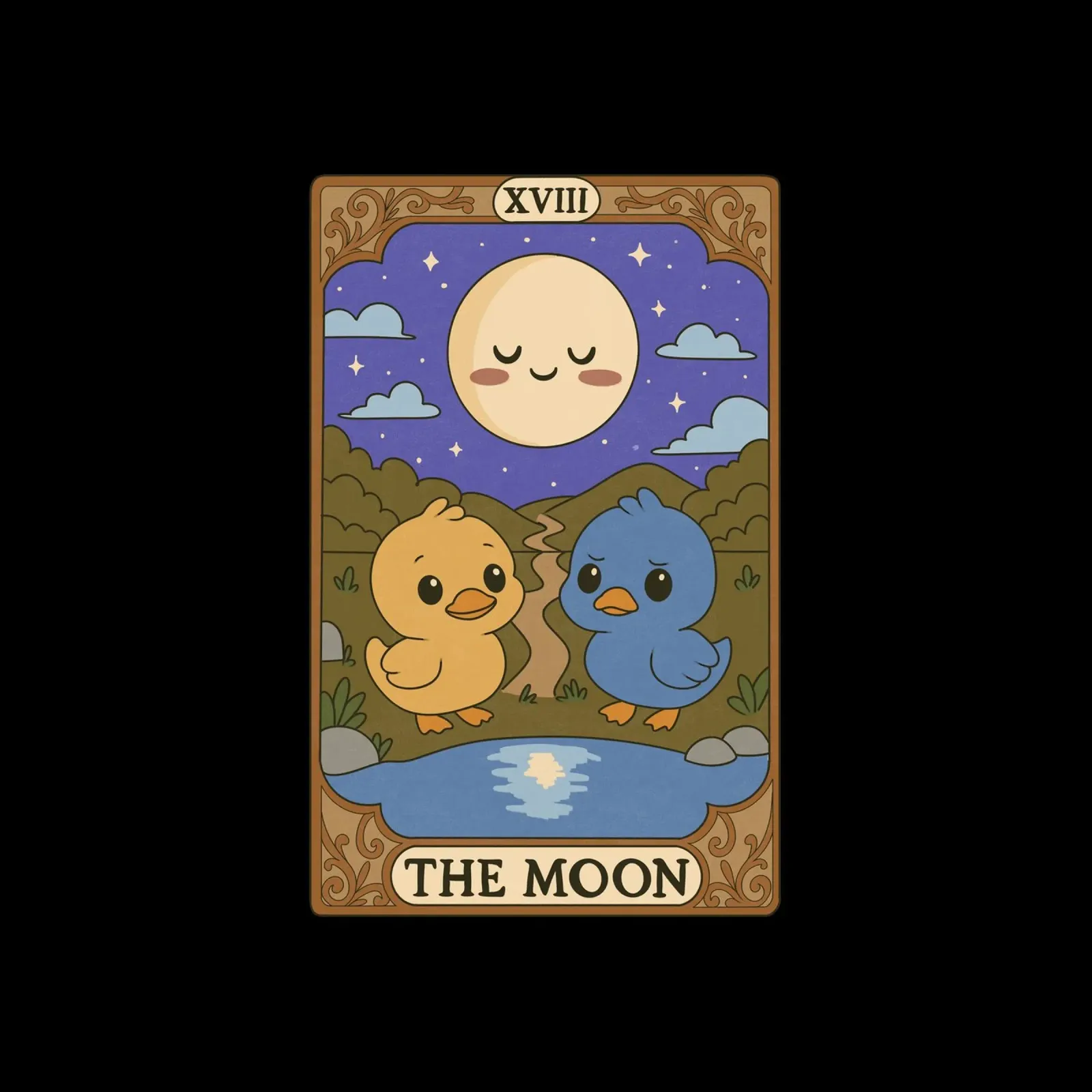 Duck Tarot - De Maan canvas van Loobs
