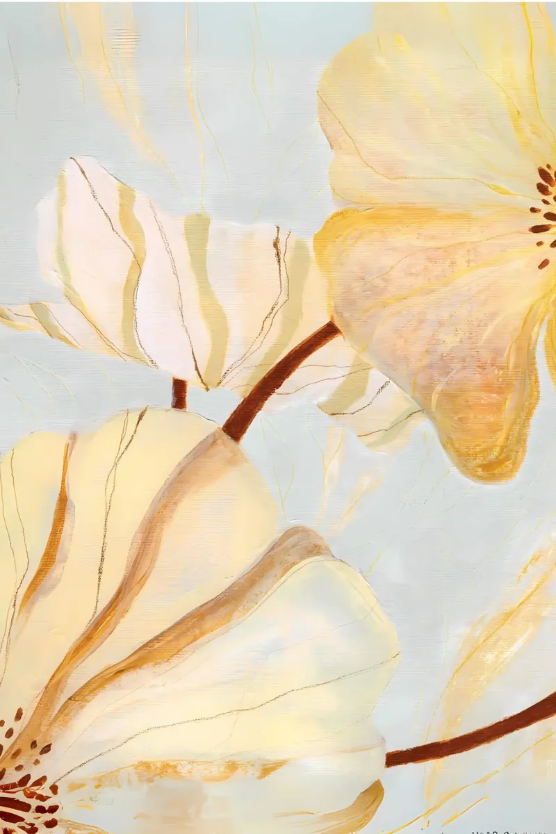 Abstracte bloemenprint, Bloemenposter canvas met Baklijst van ArtHaus