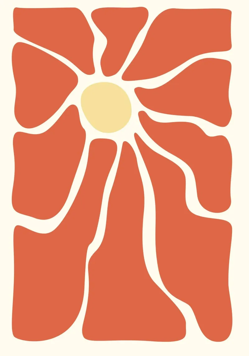 Retro Sunburst Floral - Abstract Minimalist Art Print canvas by ClubArt