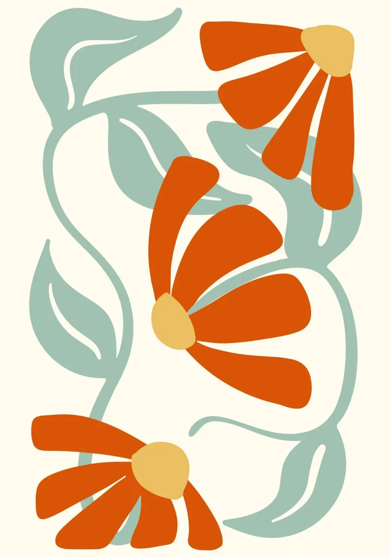 Orange Flower 1 - Art Nouveau Abstract Botanical Print canvas by ClubArt