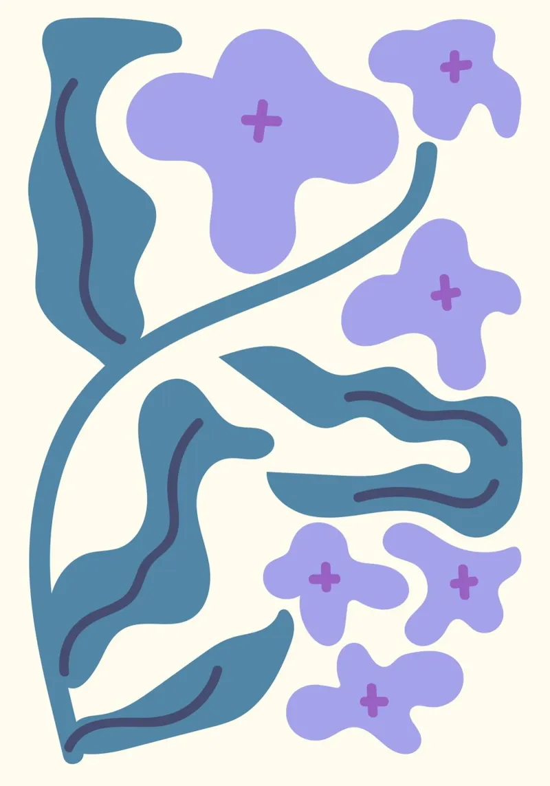 Organische lavendelbloemen - abstracte botanische kunstdruk poster van ClubArt
