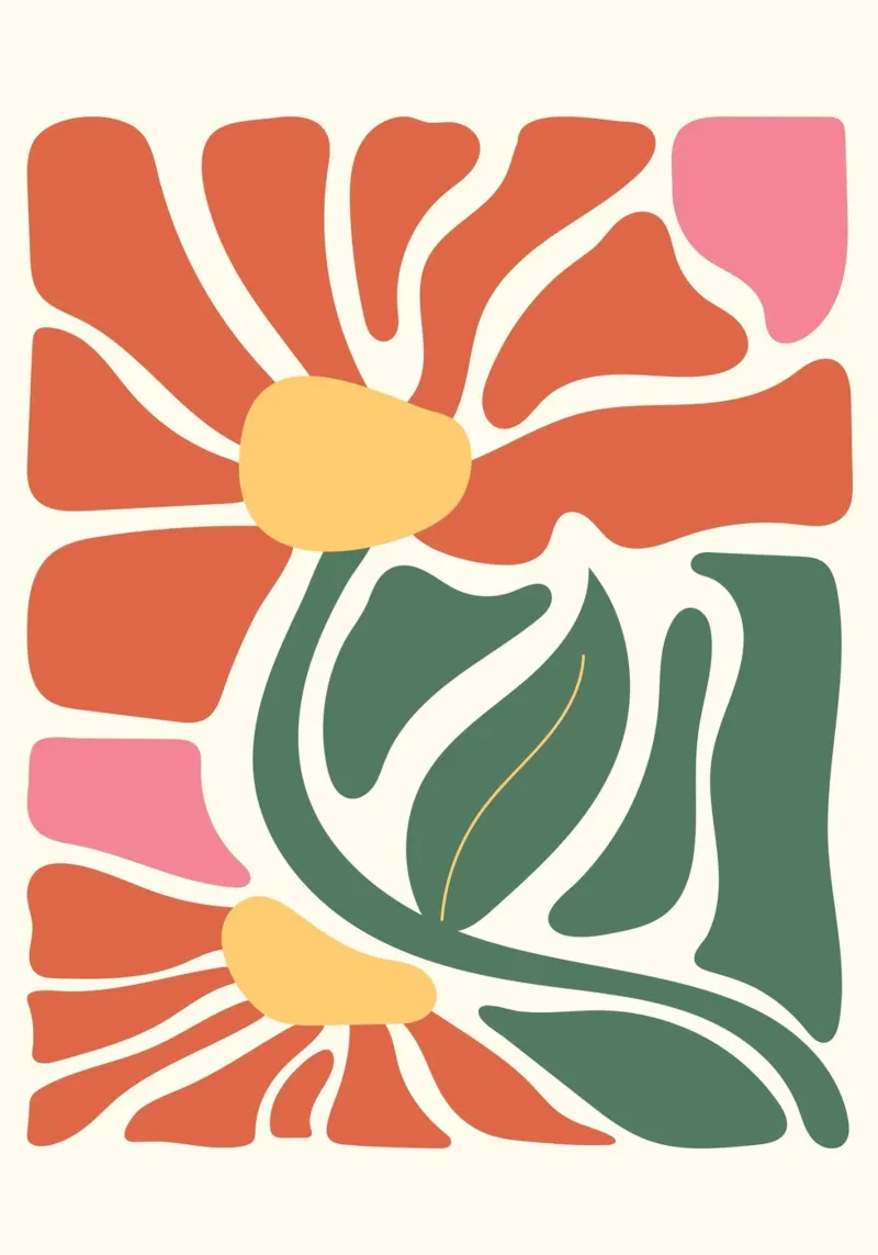 Arte floral estilo Matisse - Impresión de floración moderna de mediados de siglo hahnemühle de ClubArt