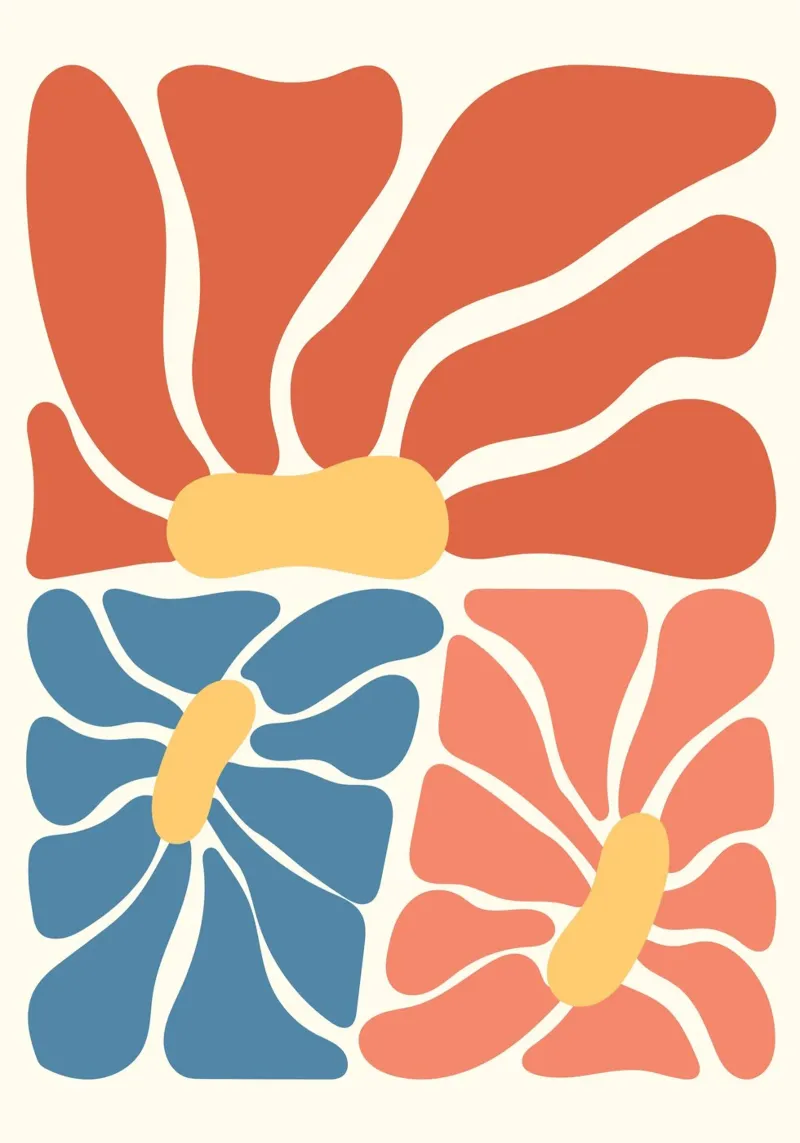 Matisse Geïnspireerde Abstracte Bloemen - Moderne Bloemsierkunst acryl van ClubArt