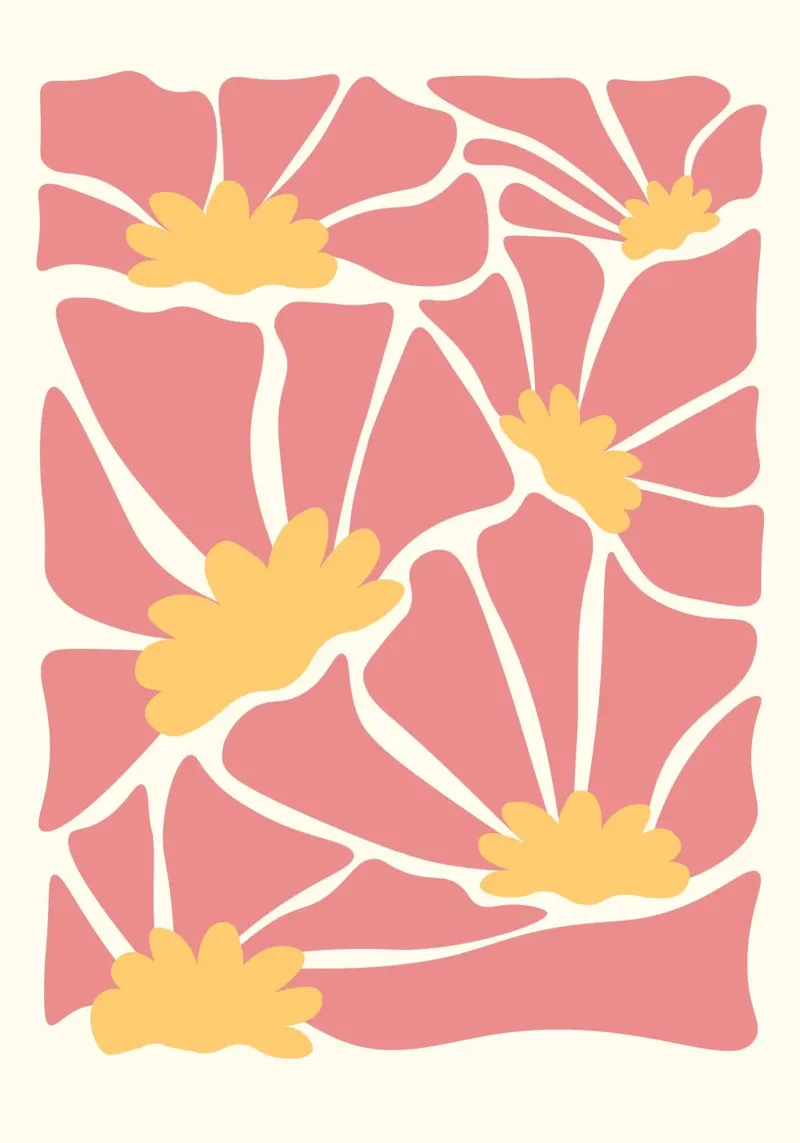 Retro Pink Bloom Mosaic - 70s Inspired Abstract Floral Art canvas by ClubArt