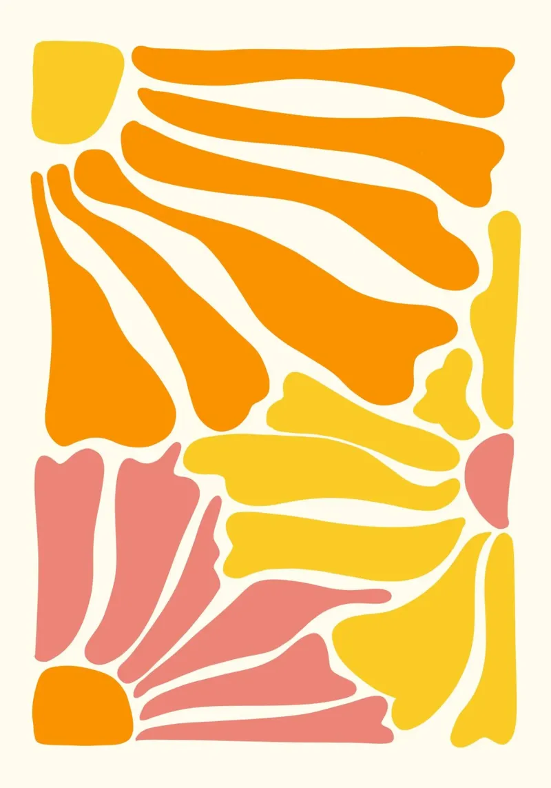 Tonos cálidos inspirados en Matisse - Arte abstracto de formas orgánicas hahnemühle de ClubArt