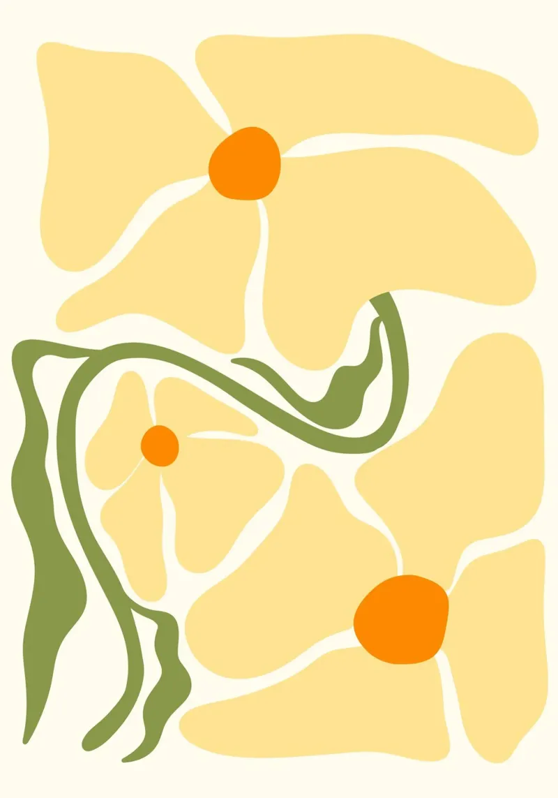 Floreale giallo di metà secolo - Semplicità botanica astratta Ar pellicola backlit da ClubArt