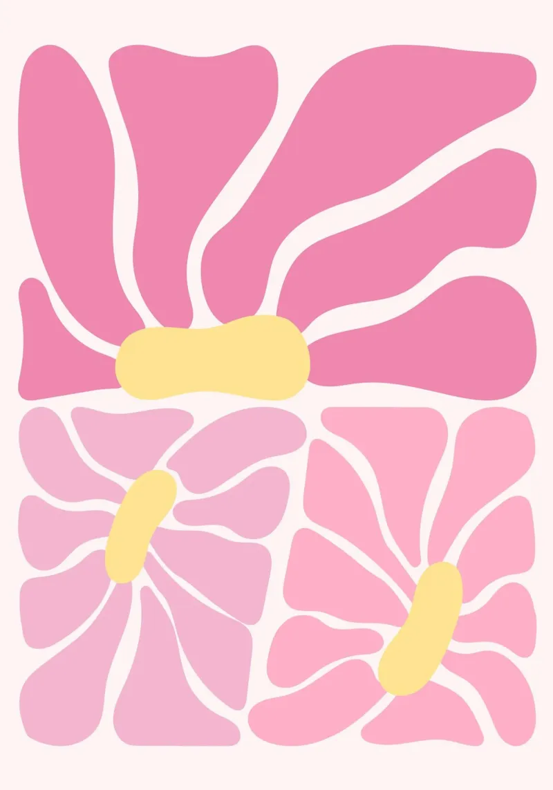 Collage di fiori rosa astratti - Pop art floreale moderna poster con telaio in alluminio da ClubArt