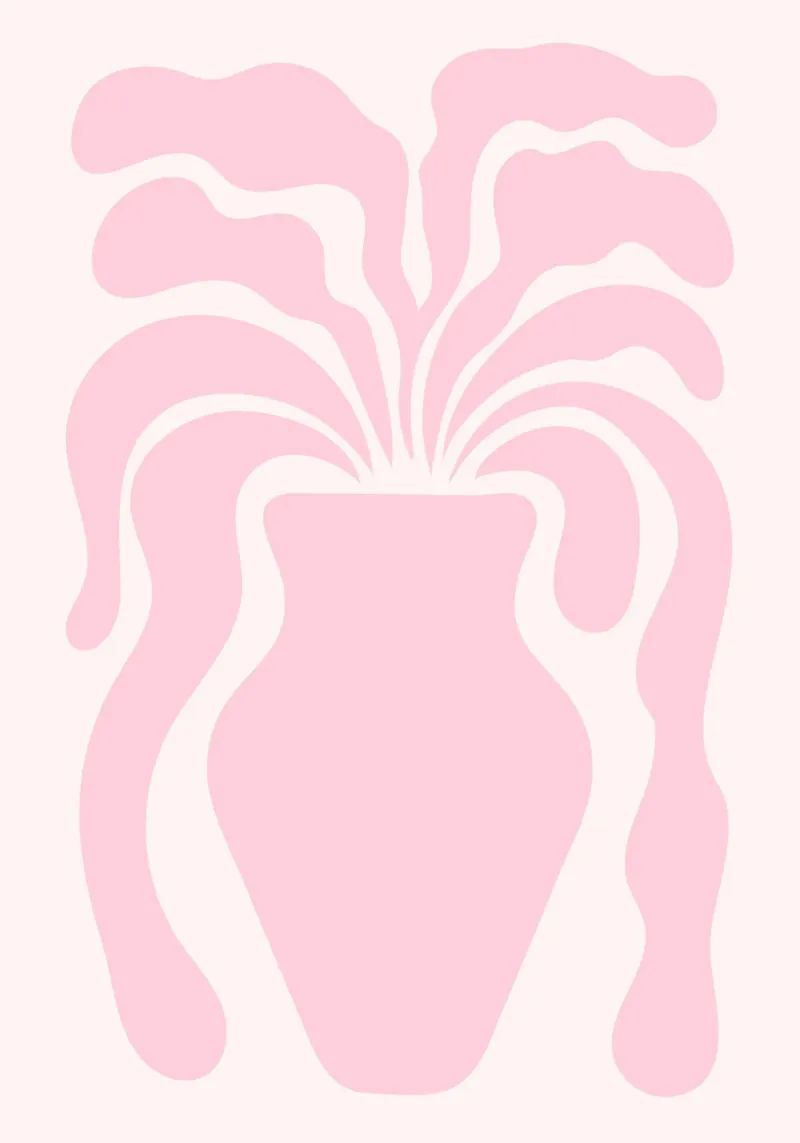 Jarrón abstracto rosa rubor - bodegón orgánico moderno poster con marco de aluminio de ClubArt
