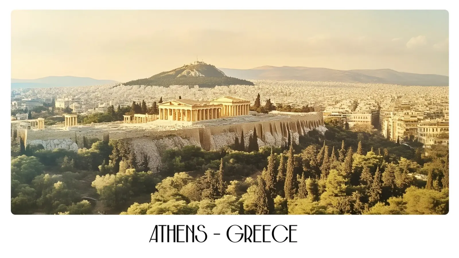 Atene Grecia Acropoli Partenone Poster di viaggio d'epoca pellicola backlit da ClubArt