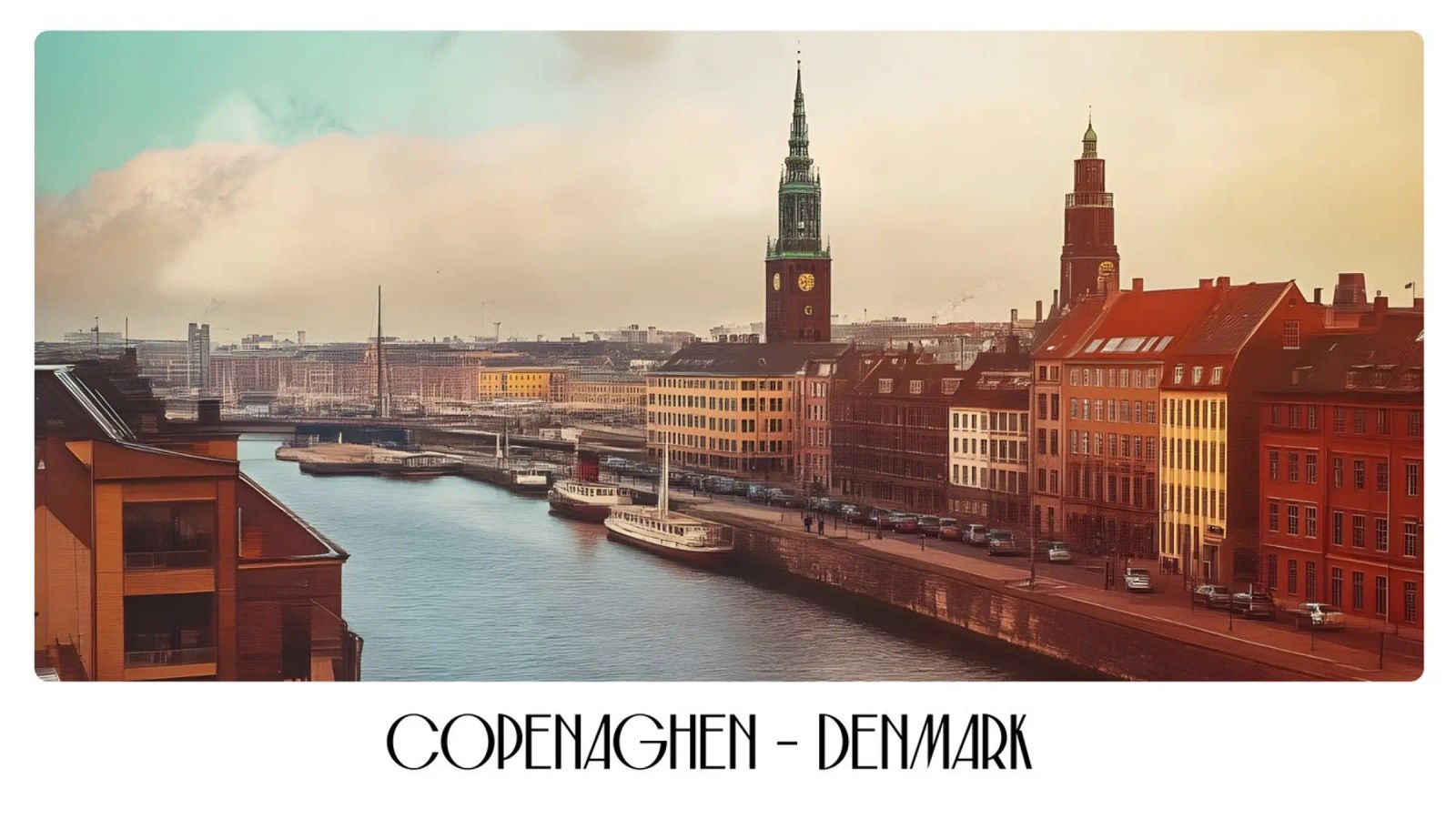 Copenhagen Denmark Canals Vintage Cityscape Poster poster by ClubArt