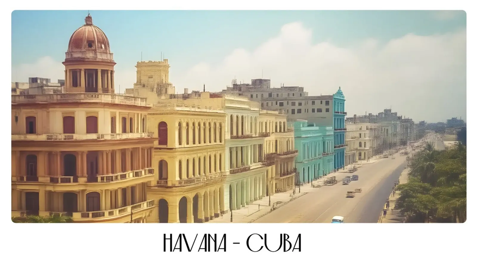 L'Avana Cuba Vintage Città Vecchia Architettura Coloniale Poster poster con telaio in legno da ClubArt