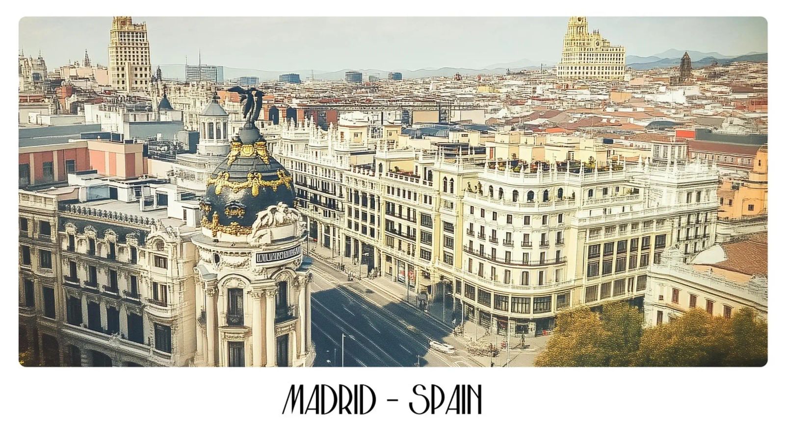 Madrid Spain Gran Vía Vintage Cityscape Poster poster by ClubArt