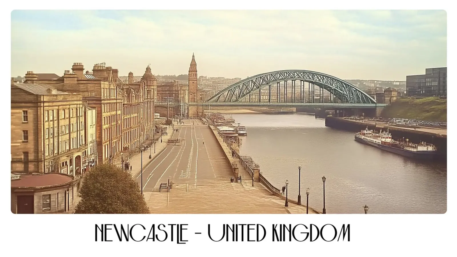 Newcastle UK Tyne Bridge River Poster città d'epoca poster da ClubArt