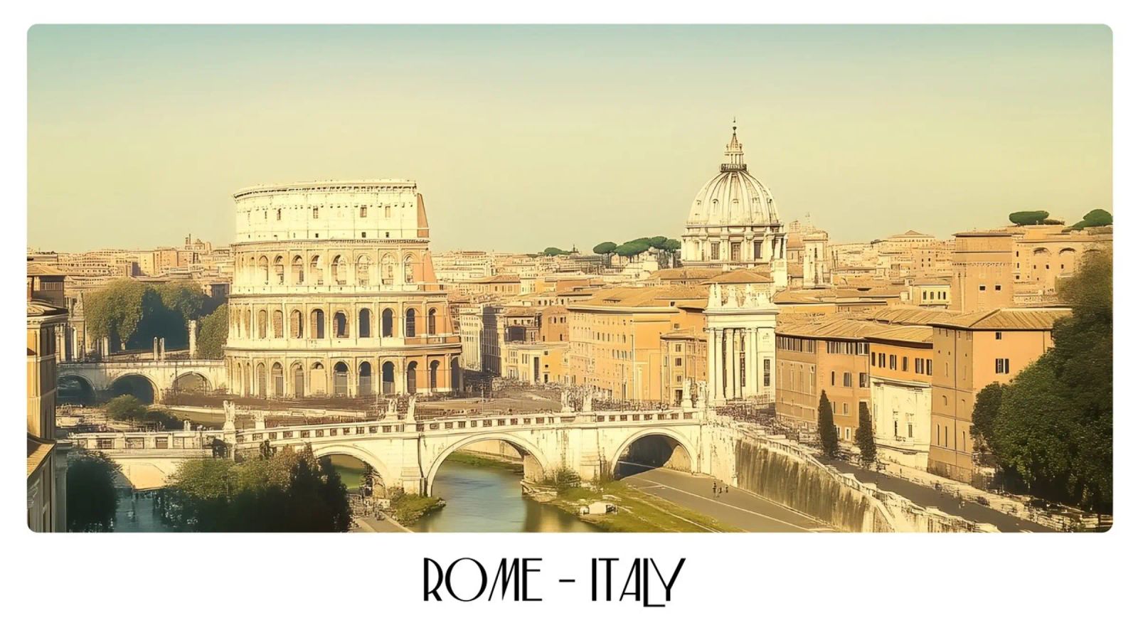 Rome Colosseum & Vatican Vintage - Italy Travel Art Print poster de ClubArt