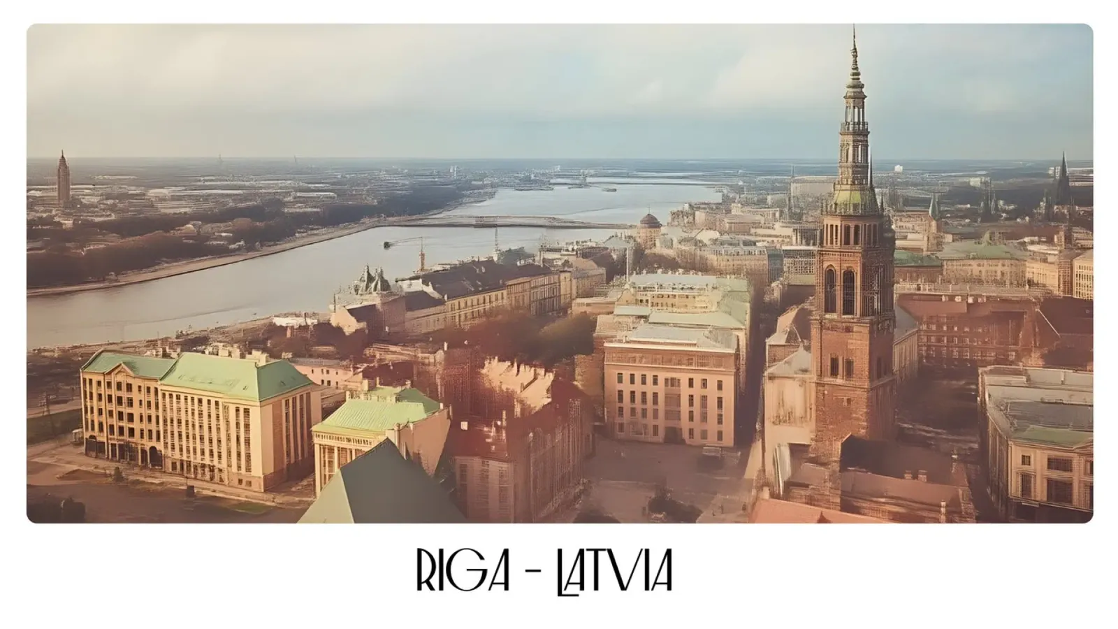 Riga Letland Oude Stad Uitzicht - Baltisch Stadsgezicht Art Print canvas met Baklijst van ClubArt